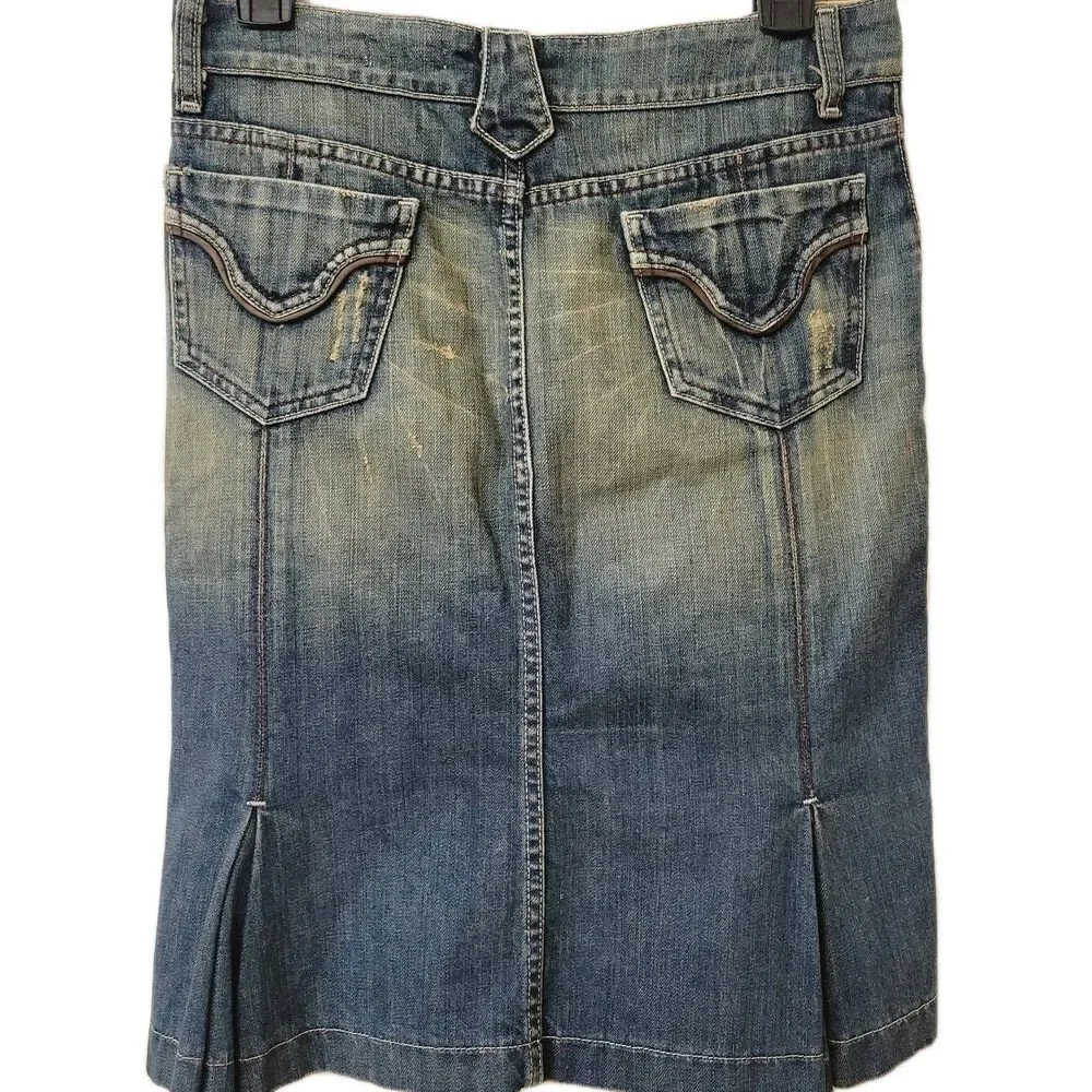 Blujeanious Denim Blue Jeans Tulip Distressed Made In USA Size 2 Skirt